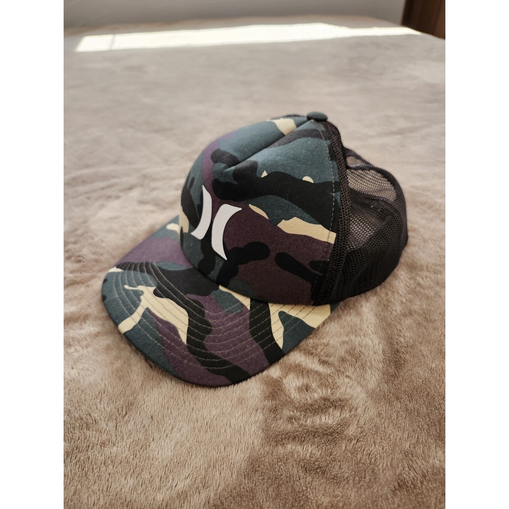Hurley Camo Trucker Hat Cap Mesh Snap Back Camouflage Green Black Beige White